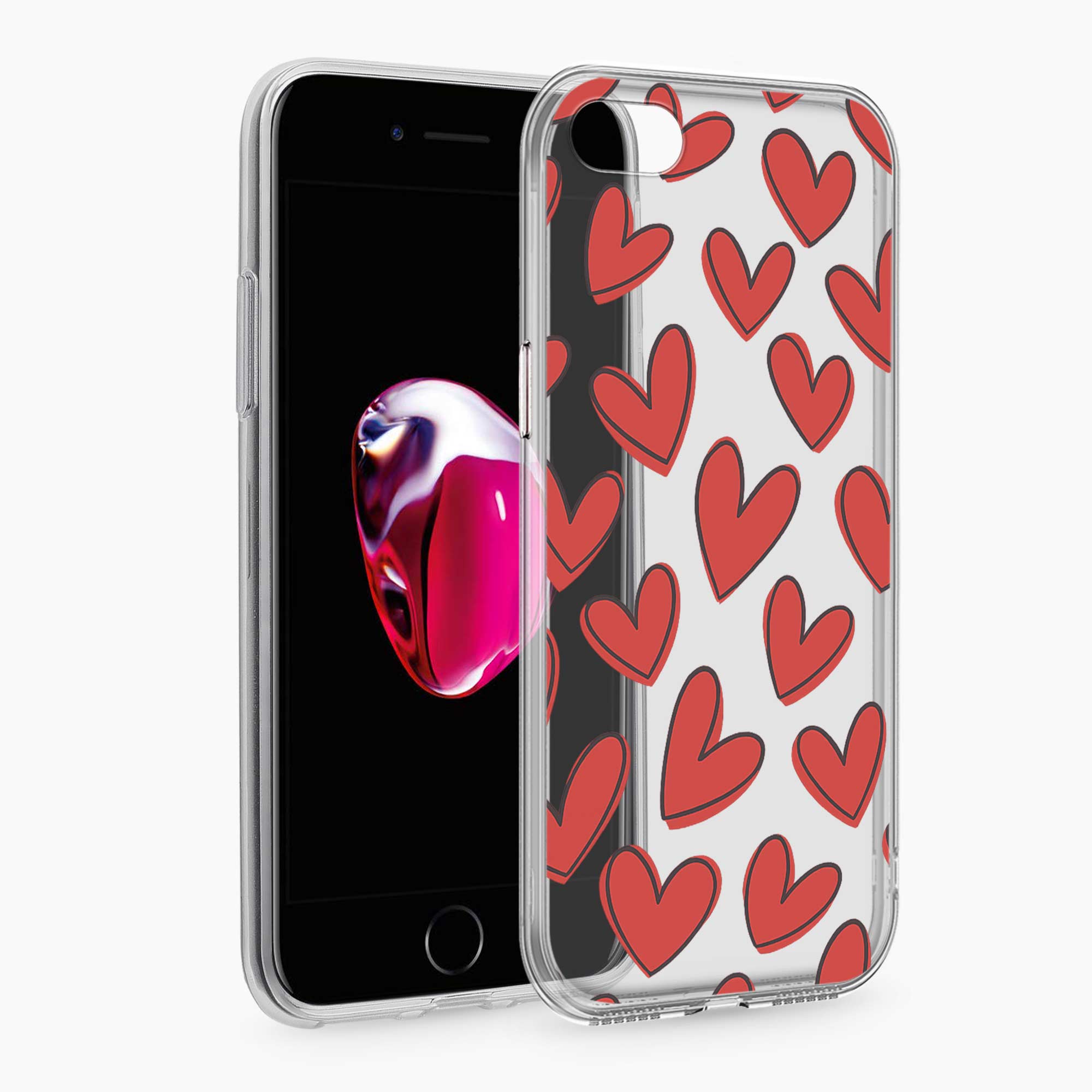 Red Hearts iPhone SE Silicone Back Cover