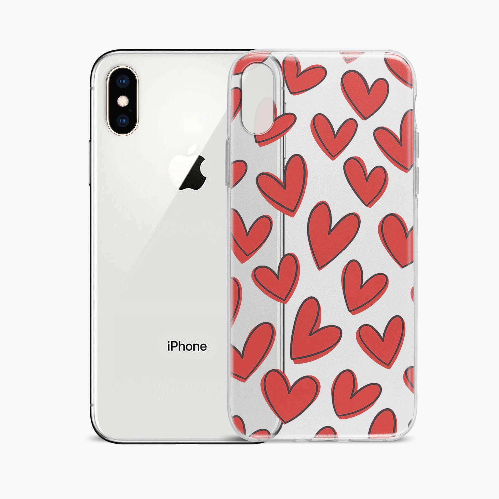 Red Hearts iPhone X Silicone Back Cover