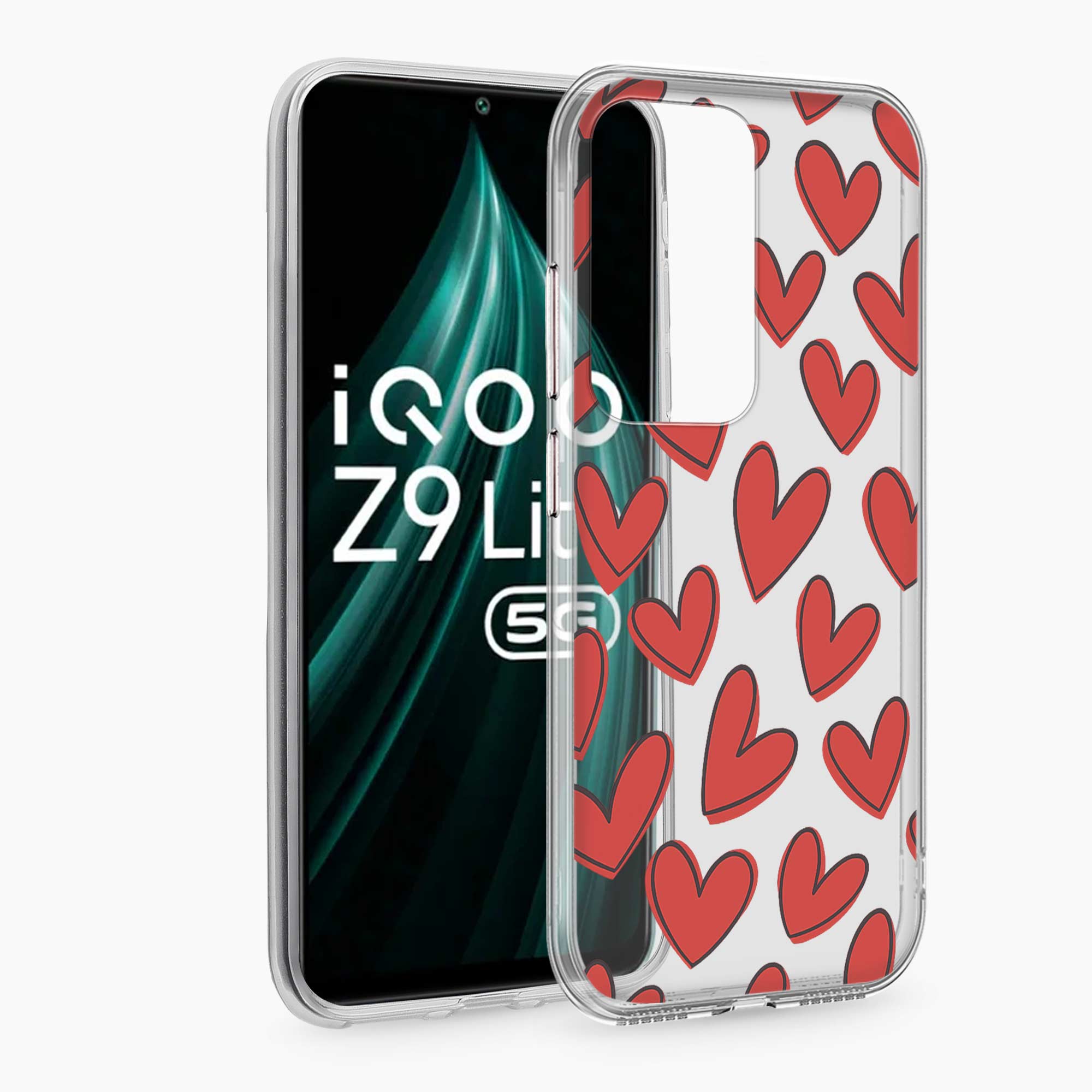 Red Hearts Iqoo Z9 Lite 5G Silicone Back Cover