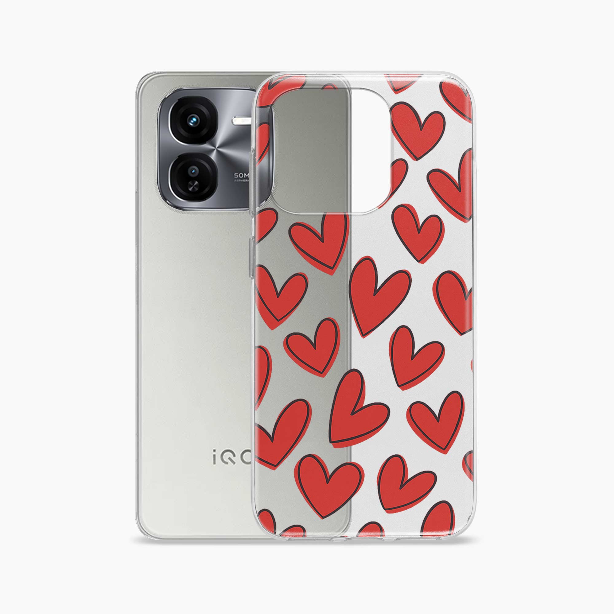 Red Hearts Iqoo Z9x 5G Silicone Back Cover