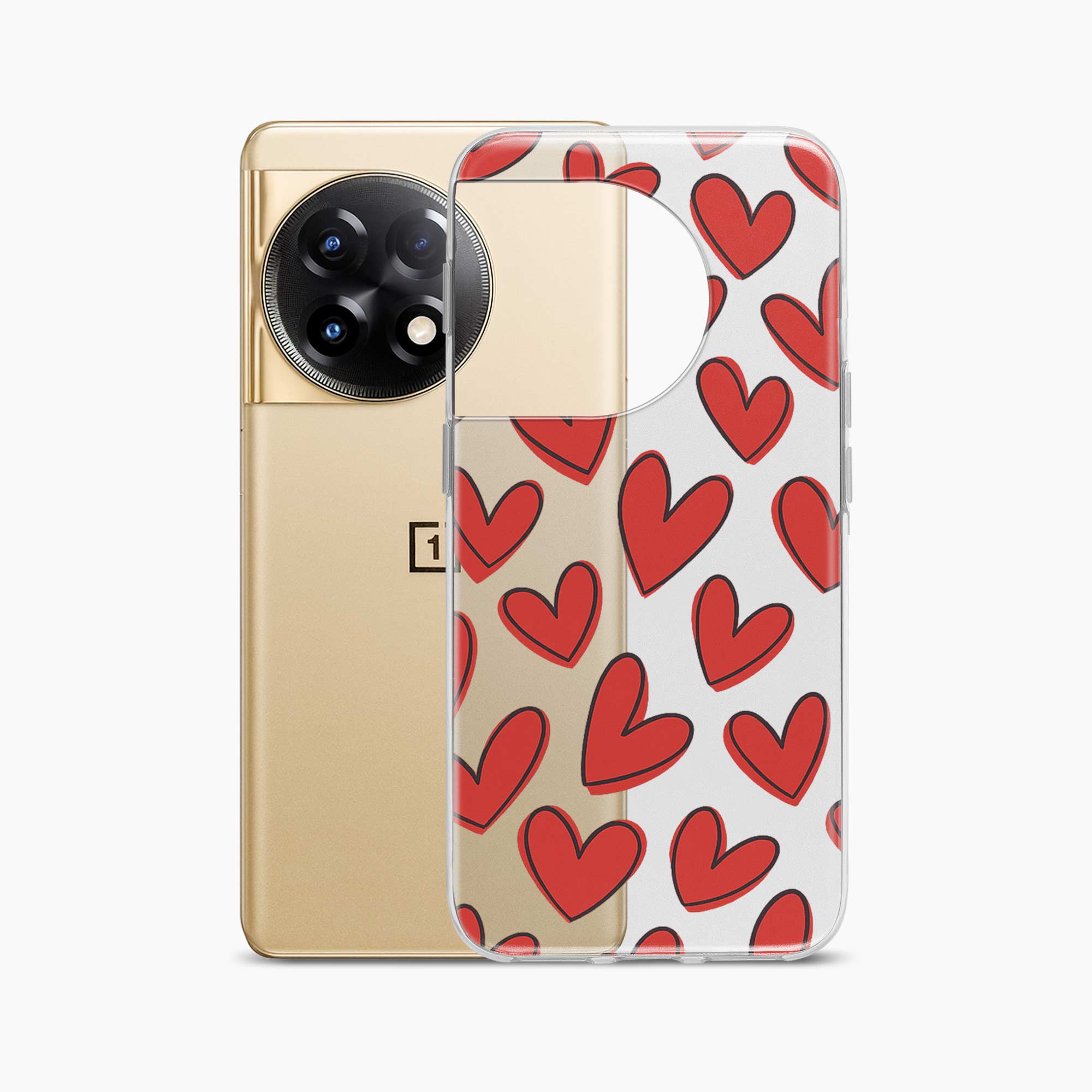 Red Hearts OnePlus 11 Silicone Back Cover