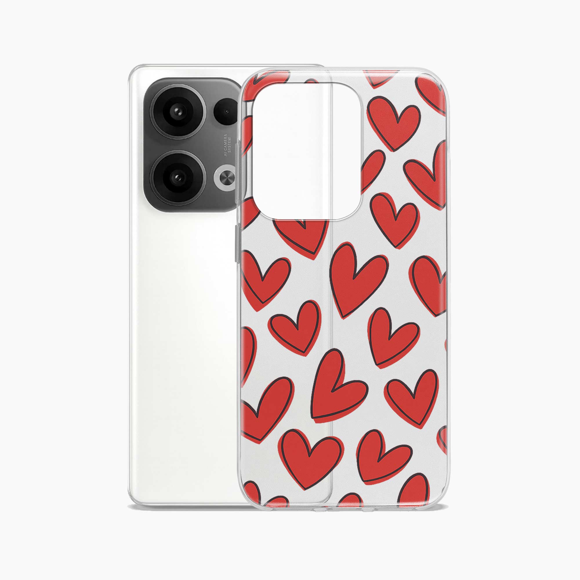 Red Hearts Oppo Reno 13 5G Silicone Back Cover