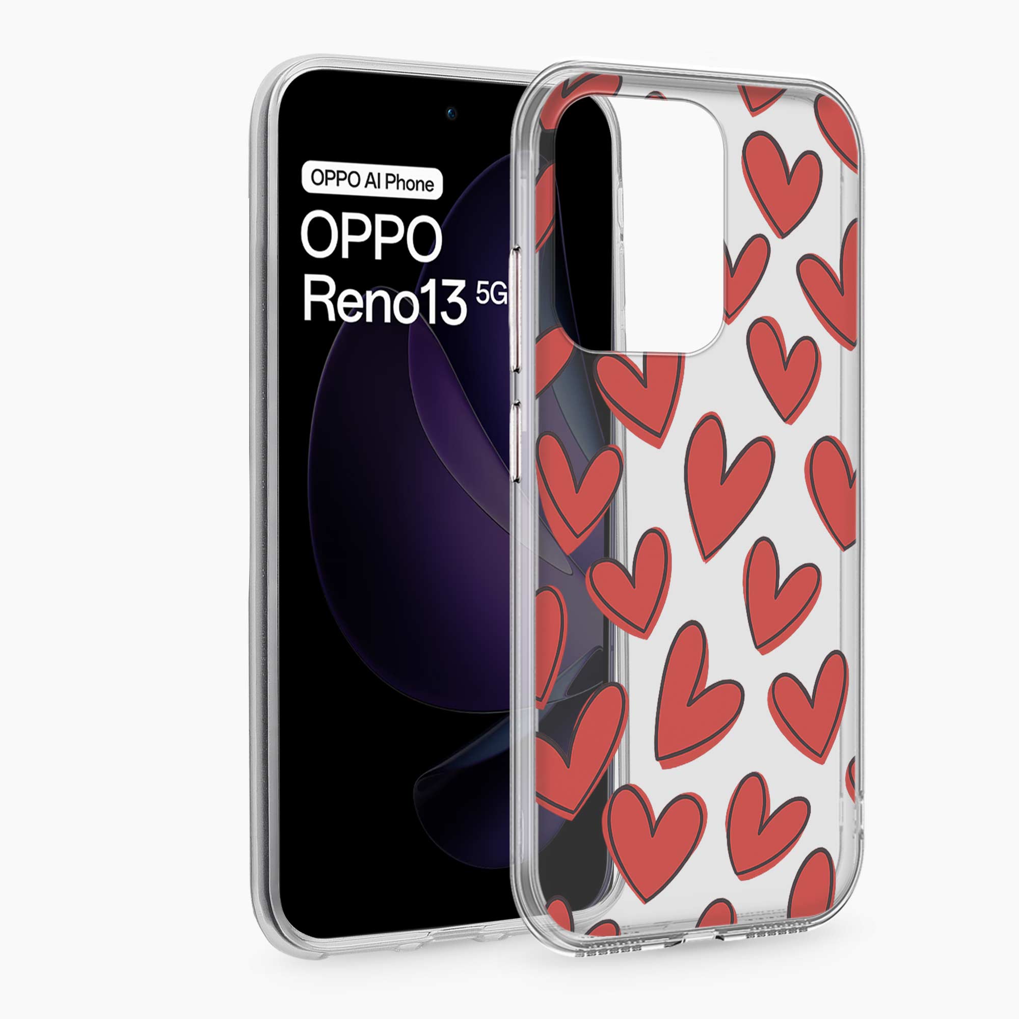 Red Hearts Oppo Reno 13 5G Silicone Back Cover