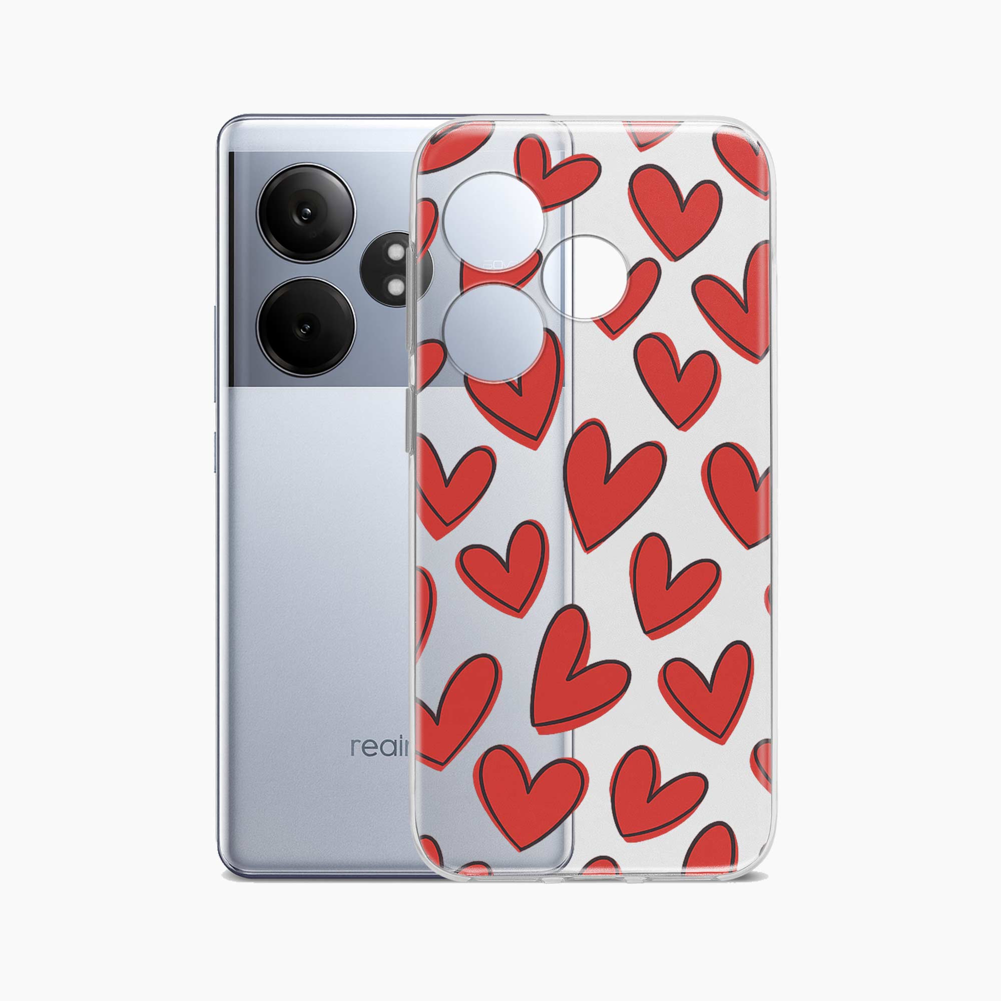 Red Hearts Realme Gt 6T 5G Silicone Back Cover