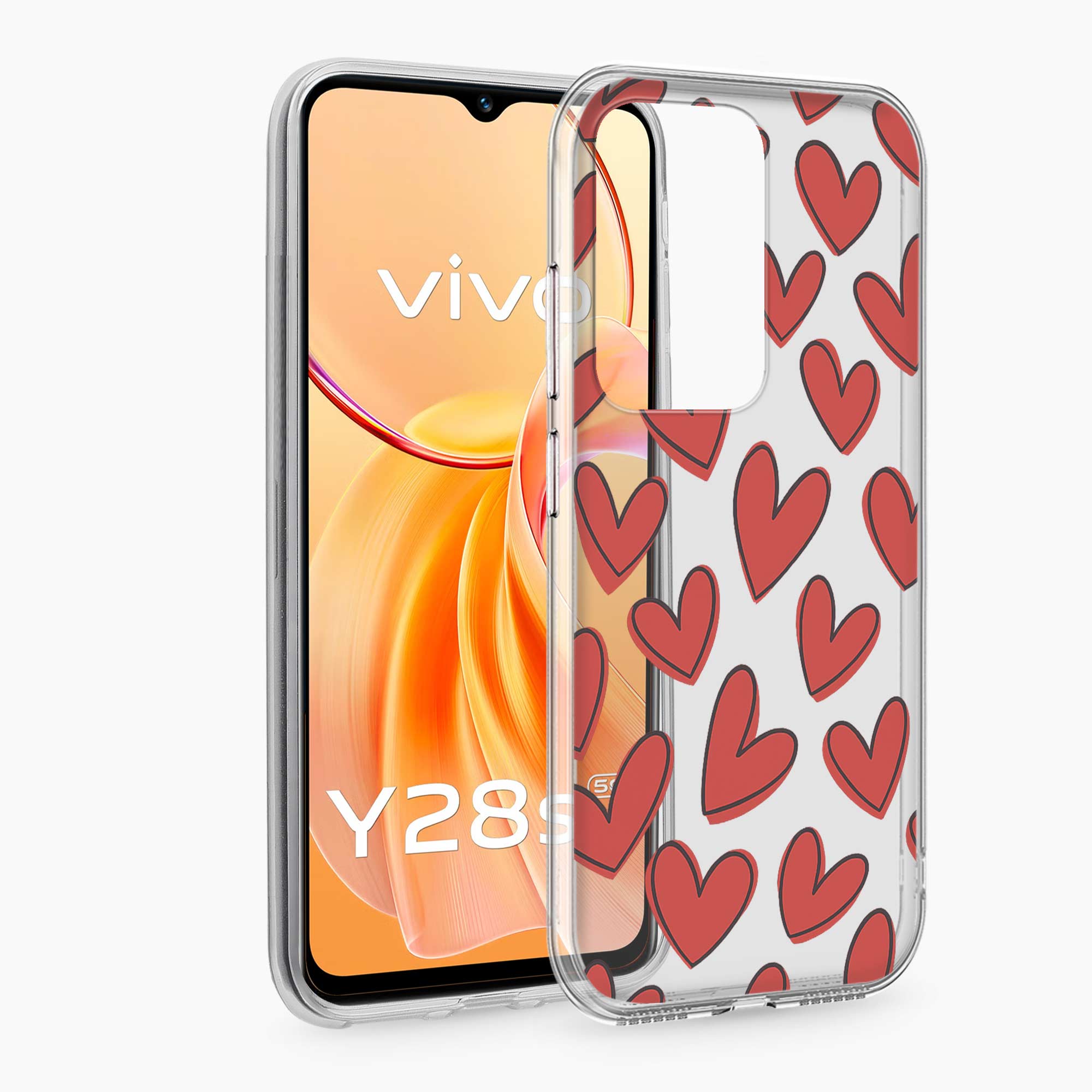 Red Hearts Vivo Y28s 5G Silicone Back Cover