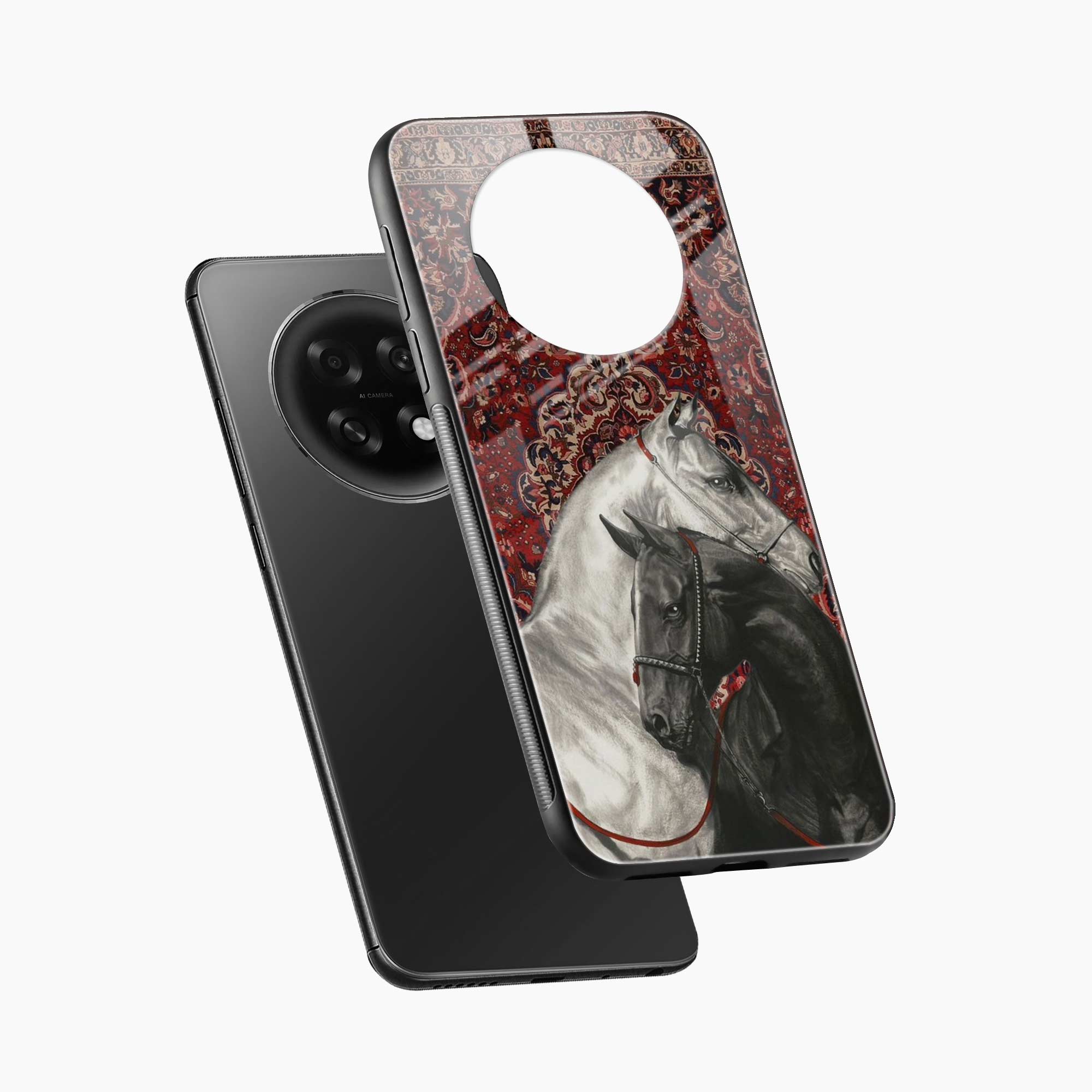 Black And White Horse Oppo F31 Pro Plus 5G Back Cover