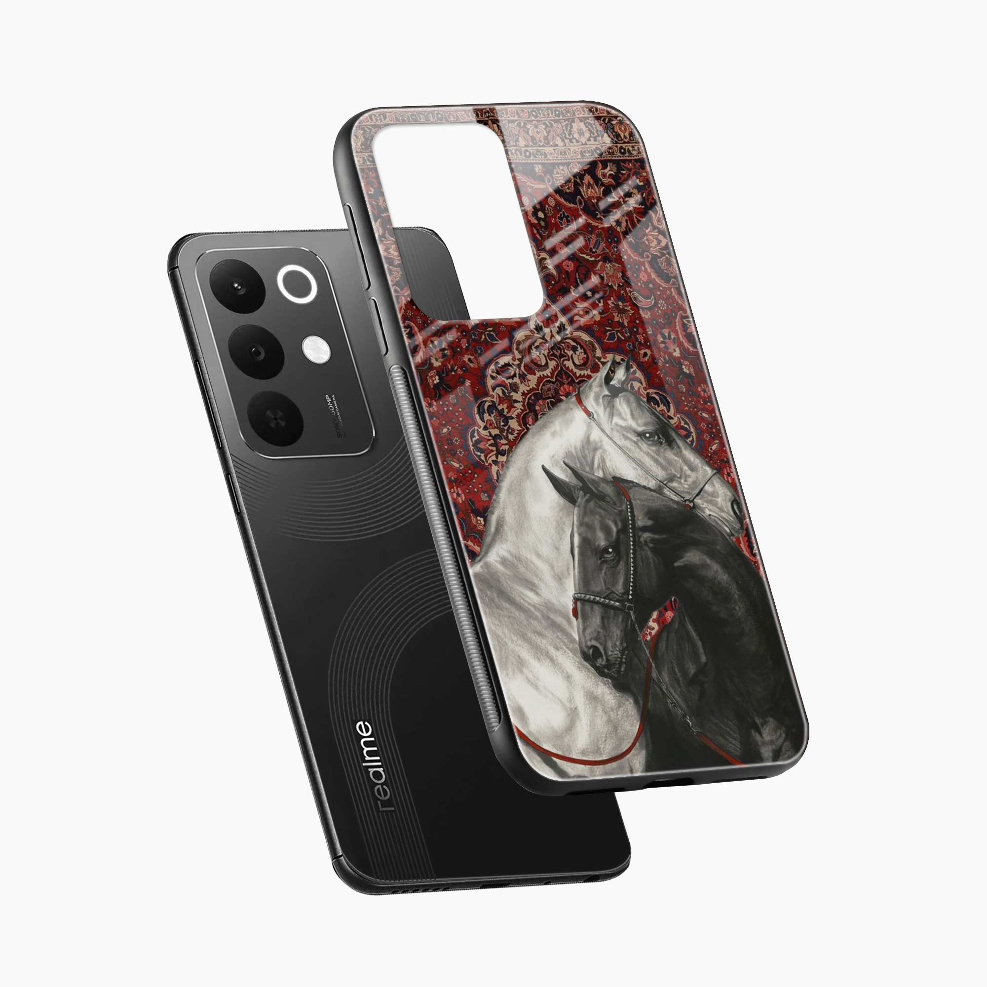 Black And White Horse Realme 15x 5G Back Cover