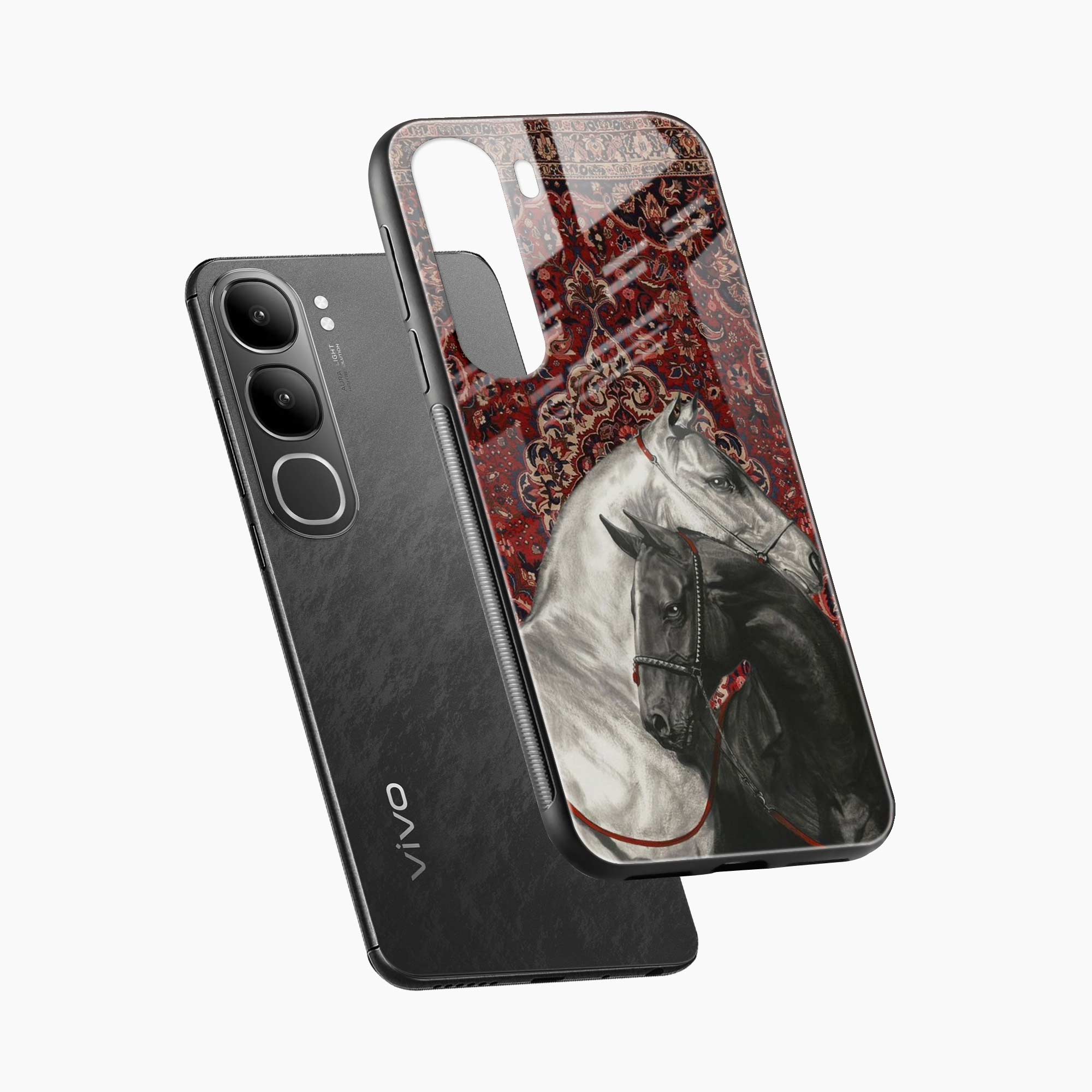 Black And White Horse Vivo Y31 5G Back Cover