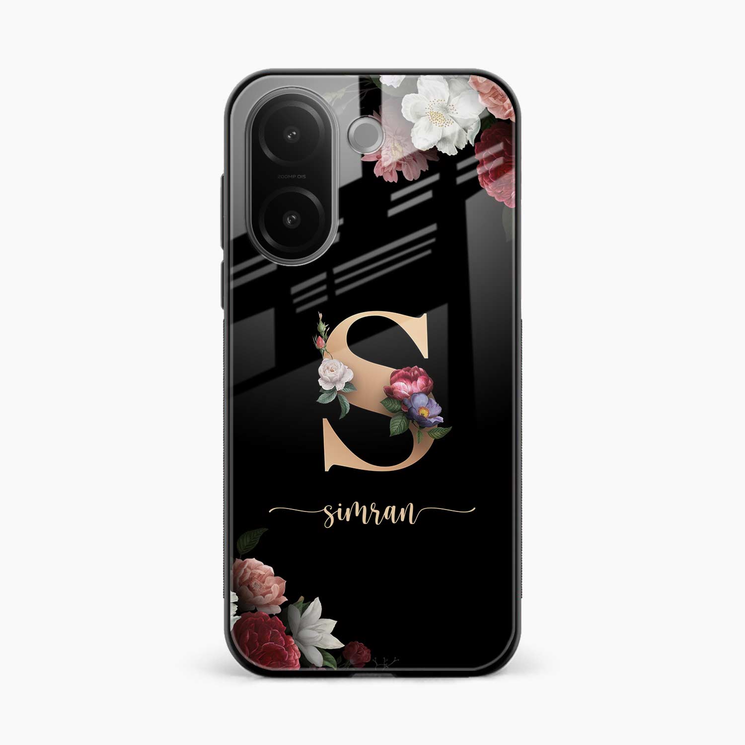 Black Floral Name Personalised Vivo V60e 5G Back Cover