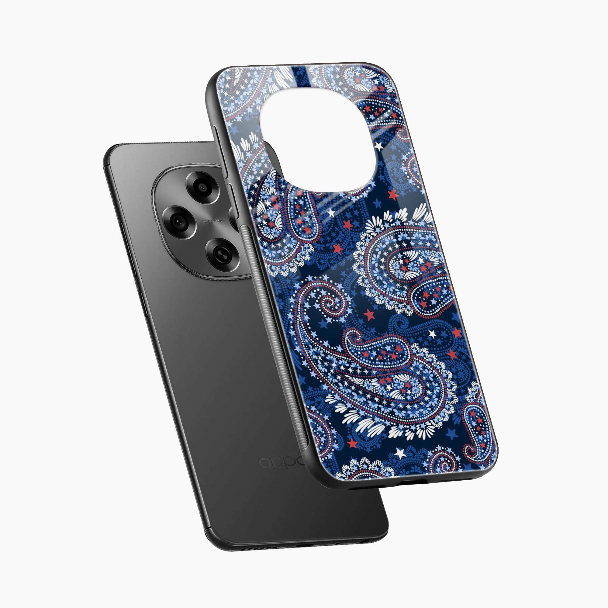 Blue Colored Classical Pattern Oppo F31 Pro 5G Back Cover