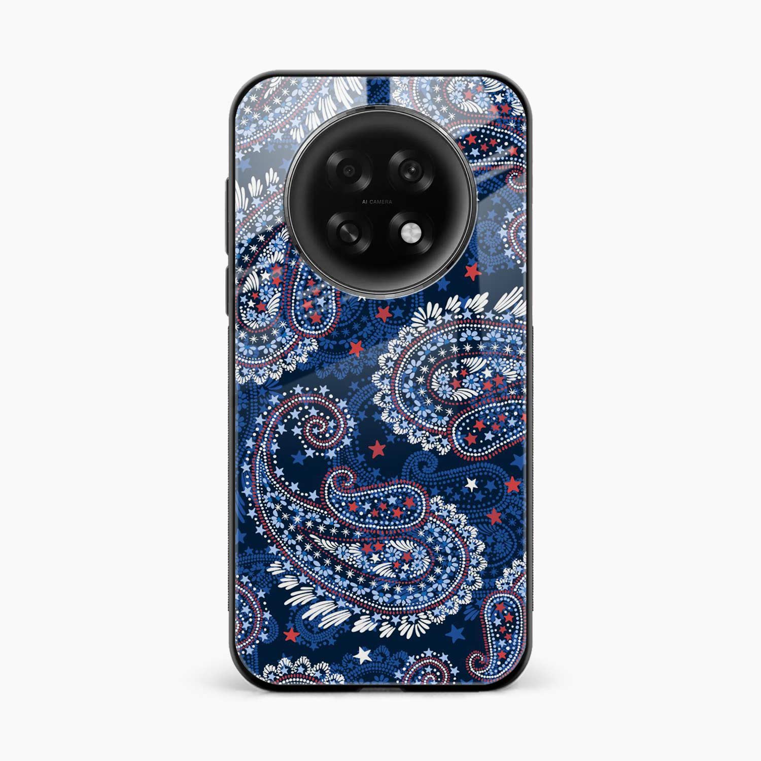 Blue Colored Classical Pattern Oppo F31 Pro Plus 5G Back Cover
