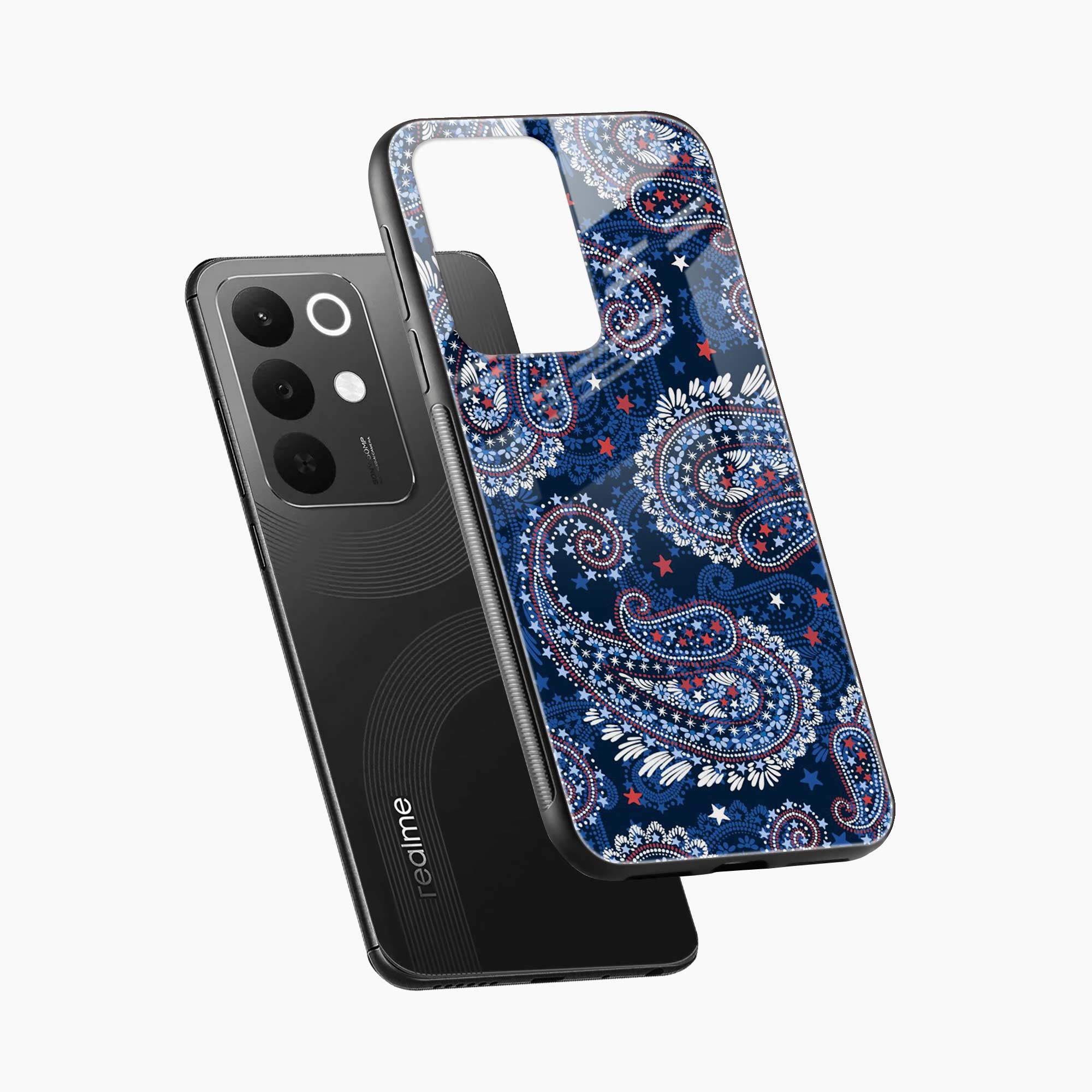 Blue Colored Classical Pattern Realme Narzo 90x 5G Back Cover
