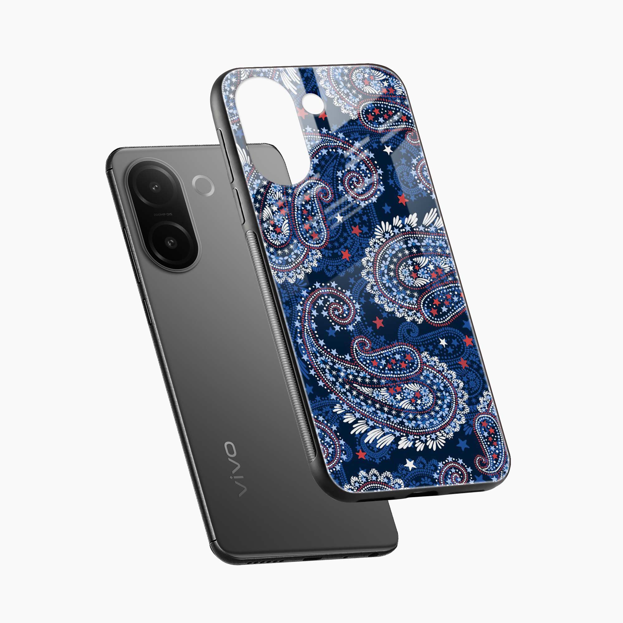 Blue Colored Classical Pattern Vivo V60e 5G Back Cover