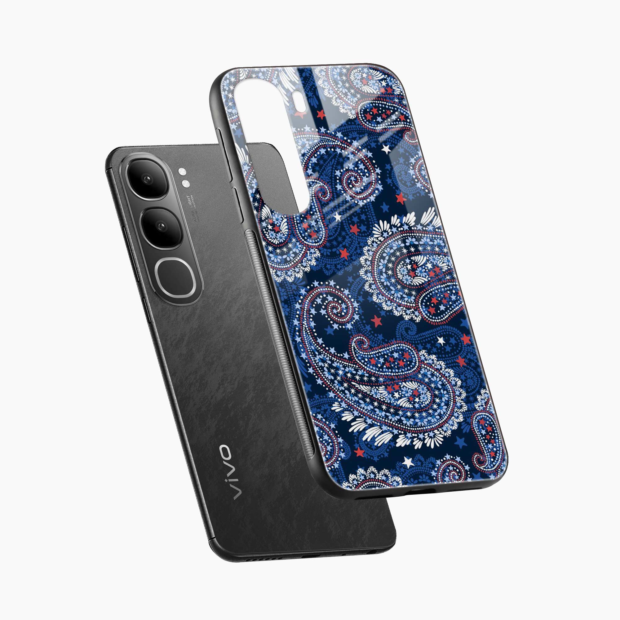 Blue Colored Classical Pattern Vivo Y31 5G Back Cover