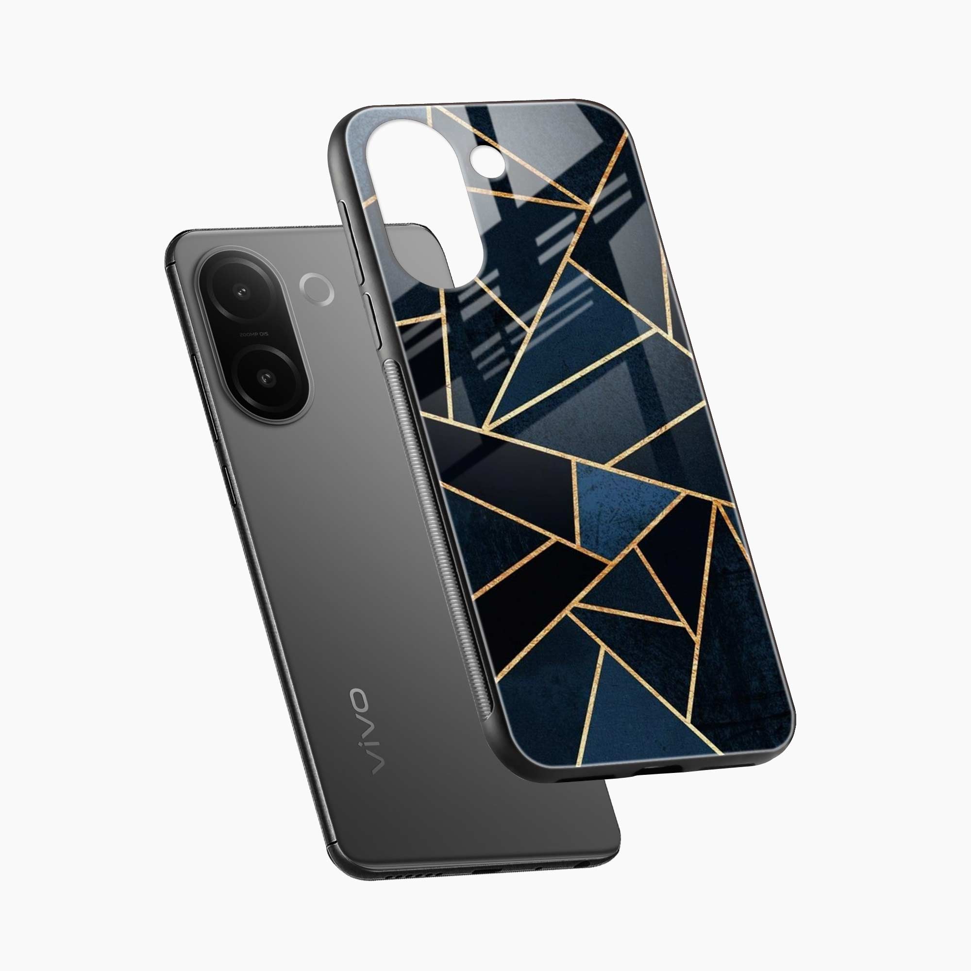 Diagonal Marble Golden Cut Vivo V60e 5G Back Cover