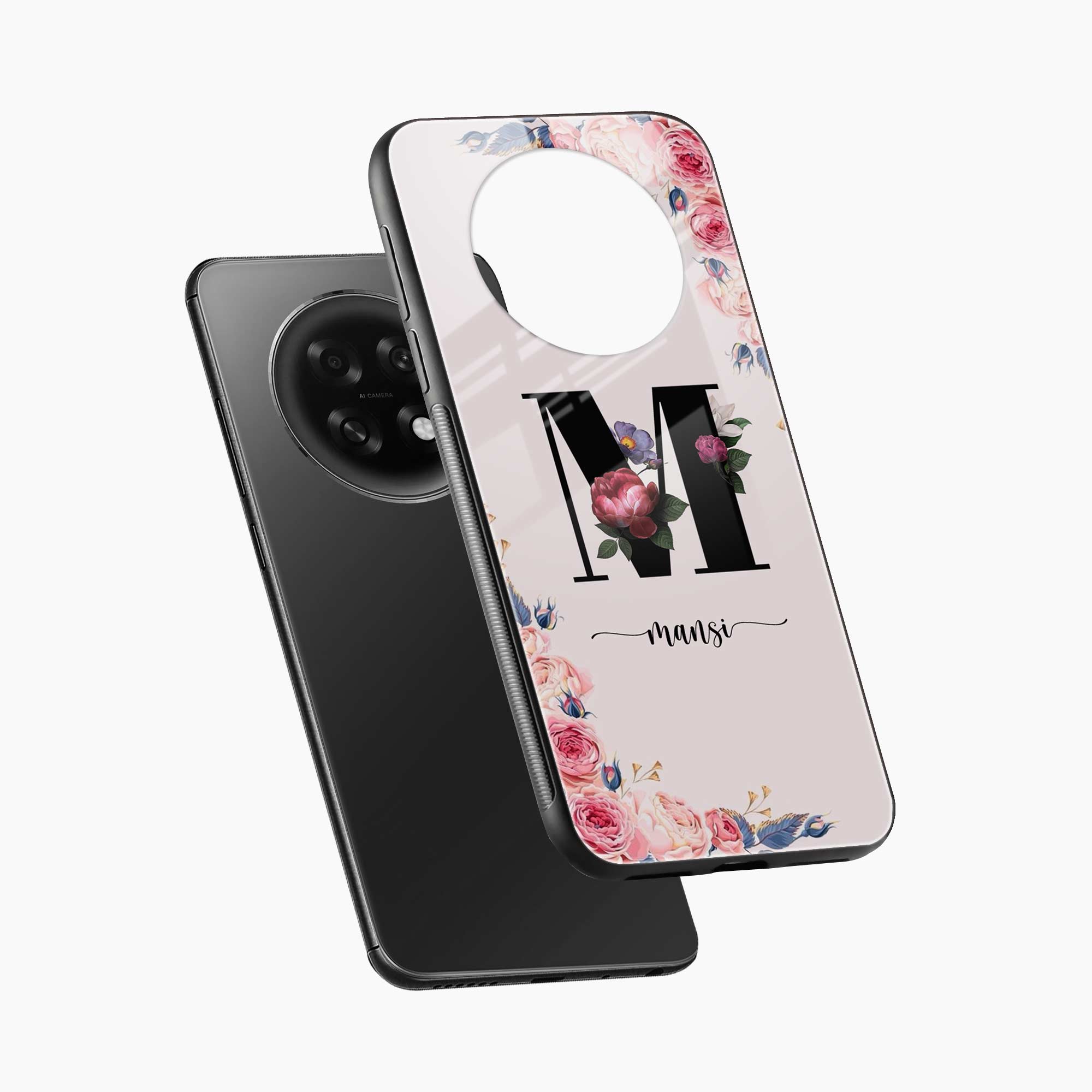 Floral Name Personalised Oppo F31 Pro Plus 5G Back Cover