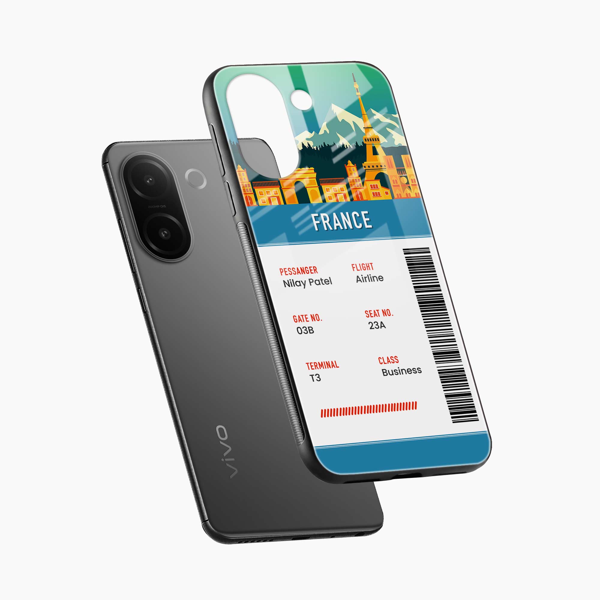 France Boarding Pass Vivo V60e 5G Back Cover