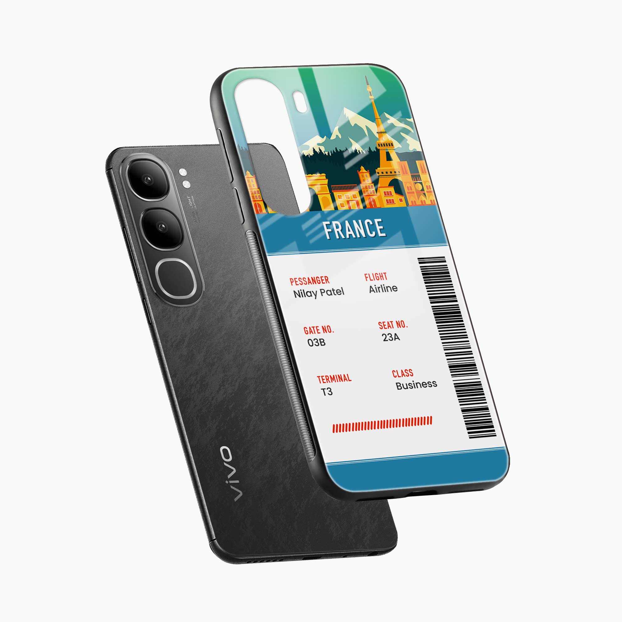 France Boarding Pass Vivo Y31 5G Back Cover