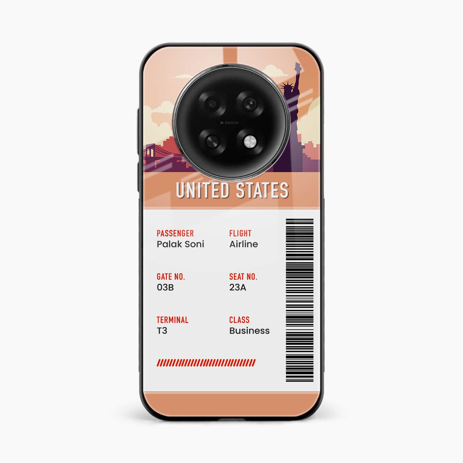 United States Boarding Pass Oppo F31 Pro Plus 5G Back Cover