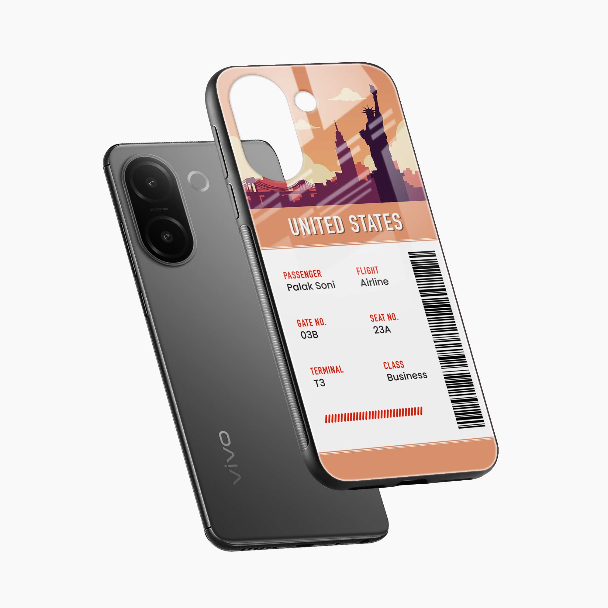 United States Boarding Pass Vivo V60e 5G Back Cover