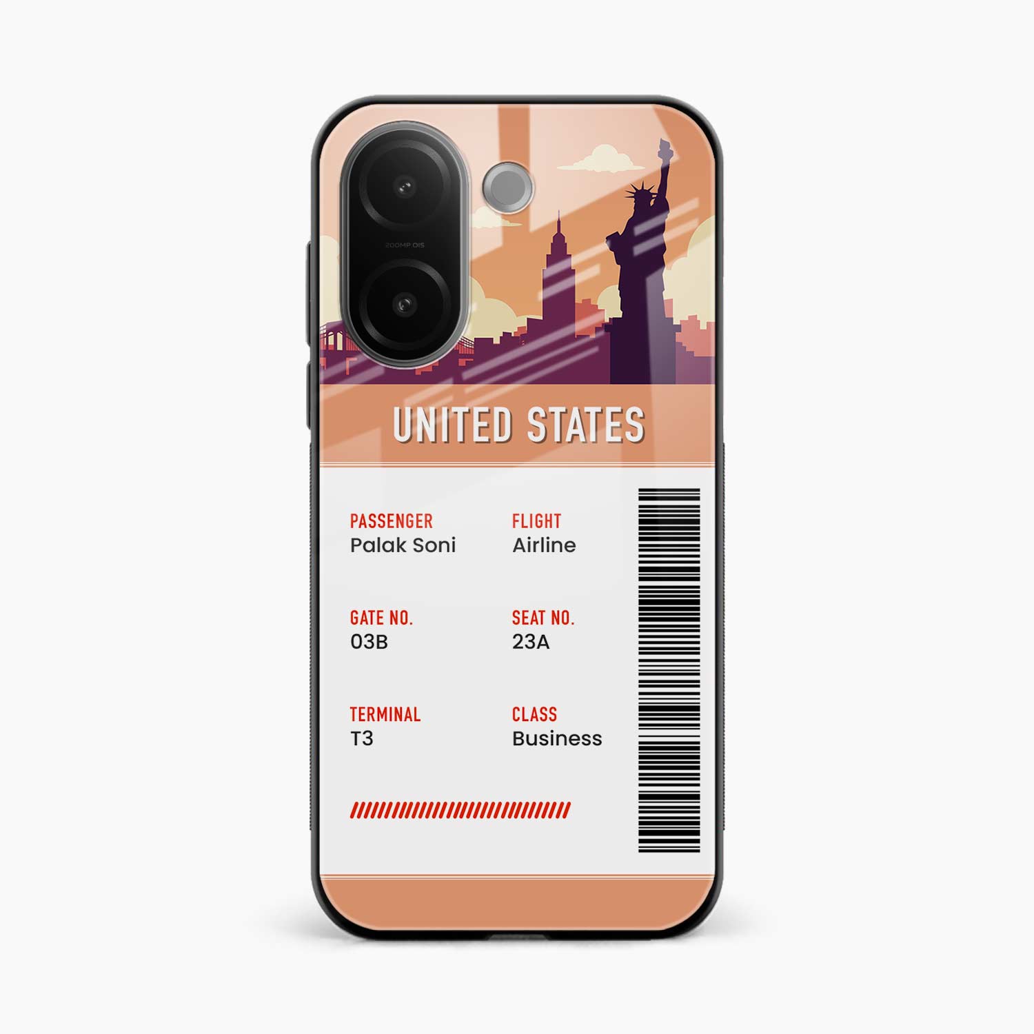 United States Boarding Pass Vivo V60e 5G Back Cover