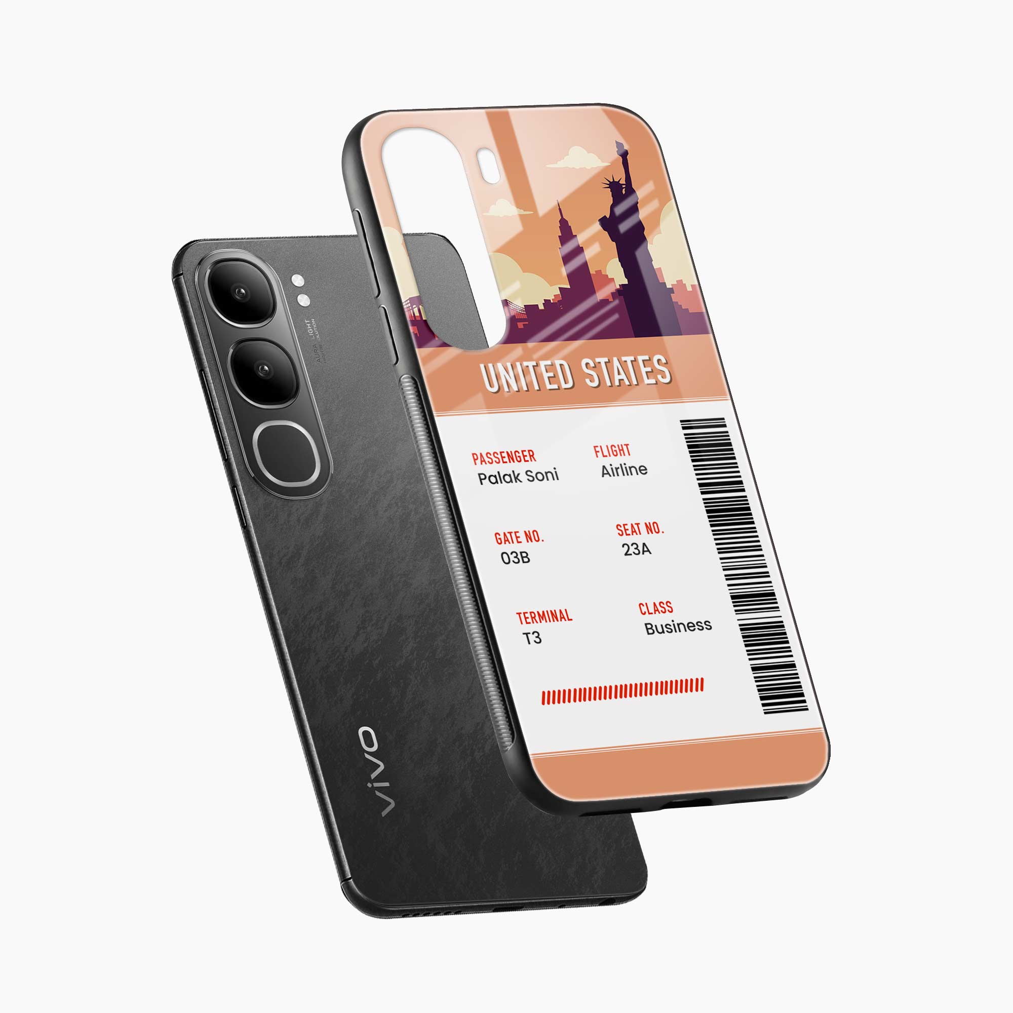 United States Boarding Pass Vivo Y31 5G Back Cover