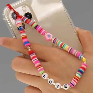 Love Multicolor Beads Phone Charm Strap