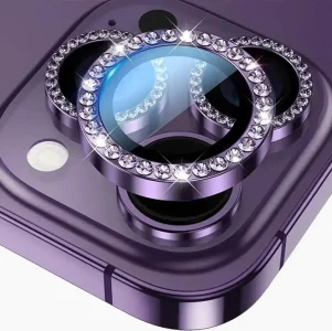 iPhone 15 Pro Max Diamonds Camera Lens Protector - Purple