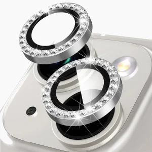 iPhone 15 Camera Lens Protector - Silver Diamond