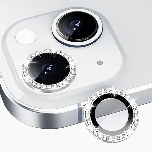 iPhone 14 Plus Camera Lens Protector - Silver Diamond