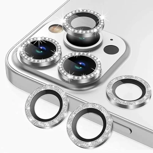 iPhone 14 Pro Max Camera Lens Protector - Silver Diamond