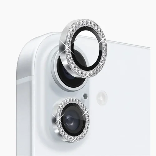 iPhone 16 Plus Camera Lens Protector - Silver Diamond