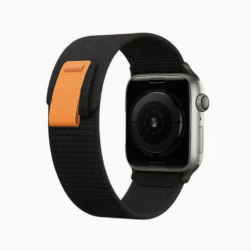 Pull Tab Nylon Weave Apple Watch Band - Black (42/44/45/46/49/Series10)
