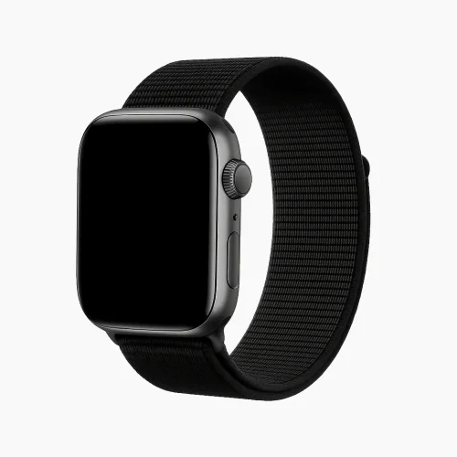 Pull Tab Nylon Weave Apple Watch Band - Black (42/44/45/46/49/Series10)