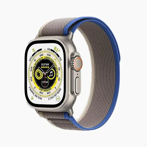 Pull Tab Nylon Weave Apple Watch Band - Grey Blue (42/44/45/46/49/Series10)