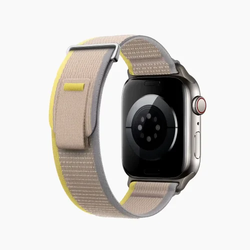Pull Tab Nylon Weave Apple Watch Band - Grey Yellow (42/44/45/46/49/Series10)
