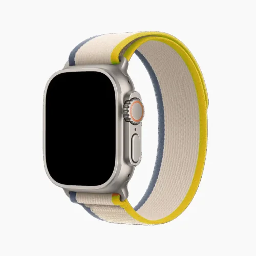 Pull Tab Nylon Weave Apple Watch Band - Grey Yellow (42/44/45/46/49/Series10)