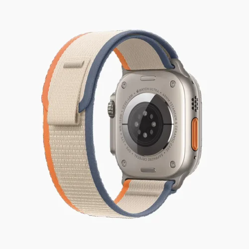 Pull Tab Nylon Weave Apple Watch Band - Grey Orange (42/44/45/46/49/Series10)