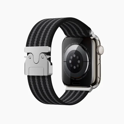 Fabric Ribbed Nylon Watch Strap - Black (42/44/45/46/49/Series10)