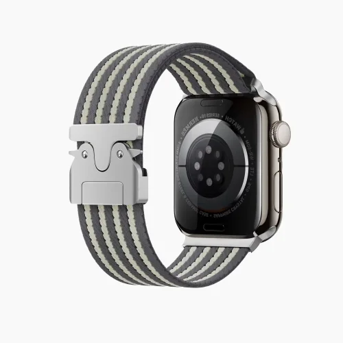 Fabric Ribbed Nylon Watch Strap - Gray (42/44/45/46/49/Series10)