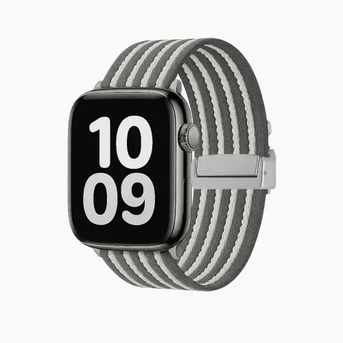 Fabric Ribbed Nylon Watch Strap - Gray (42/44/45/46/49/Series10)