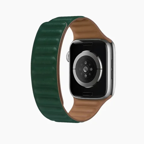 Dark Taupe Poppy Magnetic Apple WatchBand - Green (42/44/45/46/49/Series10)
