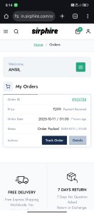 Order sussesfull Please check details