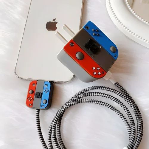 Gaming Charger Cover With Spiral Cable Protectors Sleeve