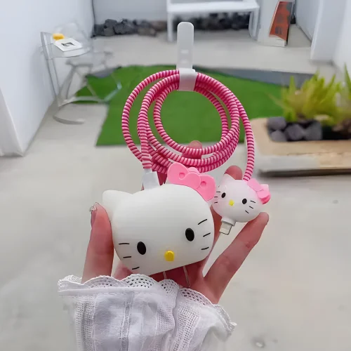 kitty Charger Cover With Spiral Cable Protectors Sleeve
