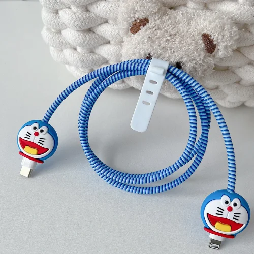 Doraemon Charger Cover With Spiral Cable Protectors Sleeve