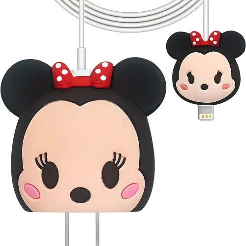Minnie Mouse Charger Cover With Spiral Cable Protectors Sleeve