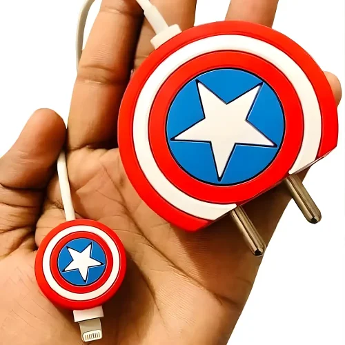 Captain America Charger Cover With Spiral Cable Protectors Sleeve