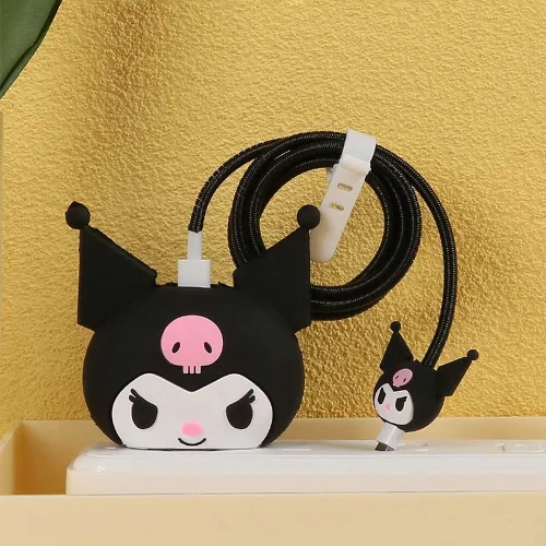 Sanrio Kuromi Charger Cover With Spiral Cable Protectors Sleeve