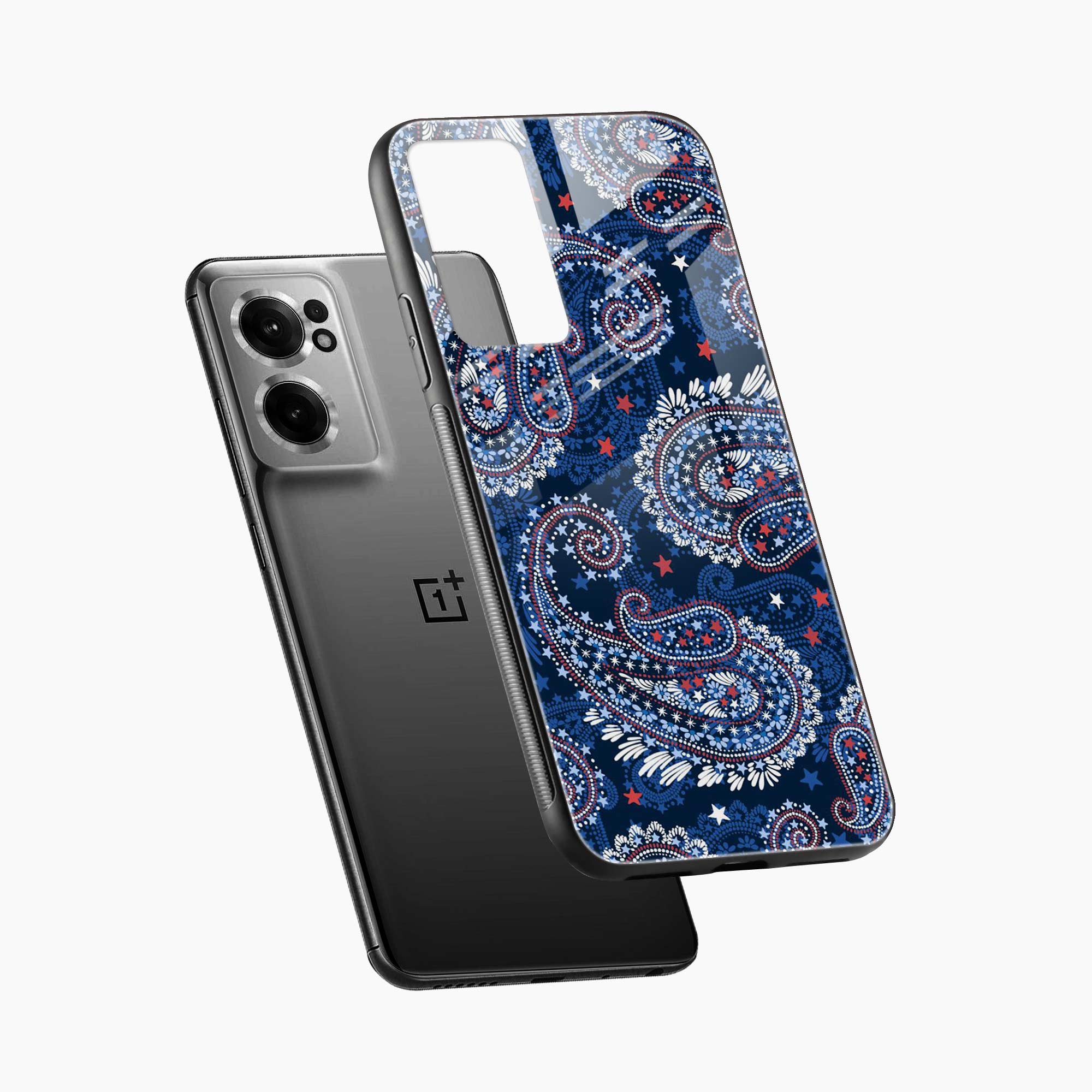 Blue Colored Classical Pattern OnePlus Nord CE 2 Back Cover